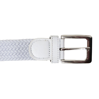 wholesale stretch belt in white braided woven