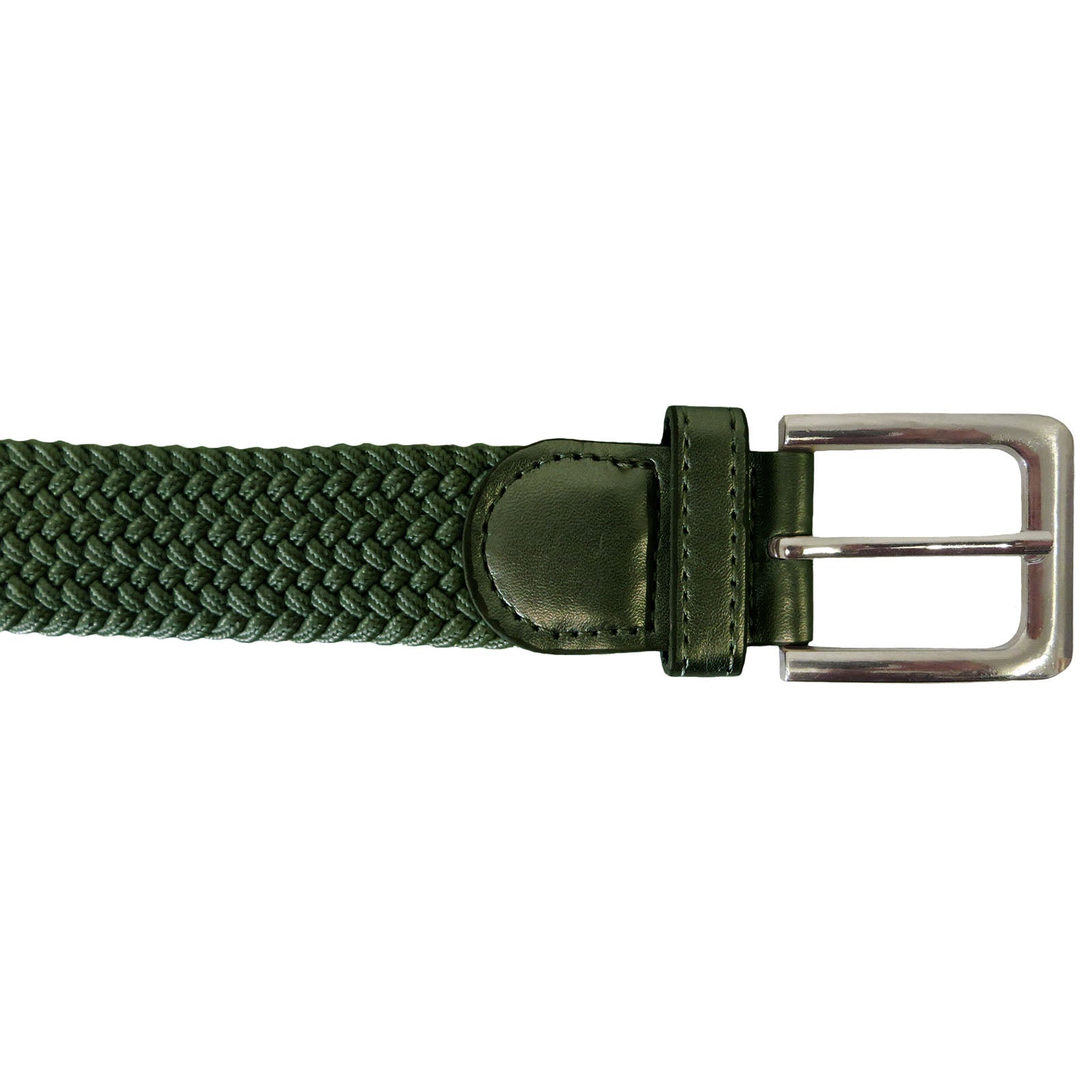 Men's Wholesale Elastic Stretch Belt in Green Braided Woven