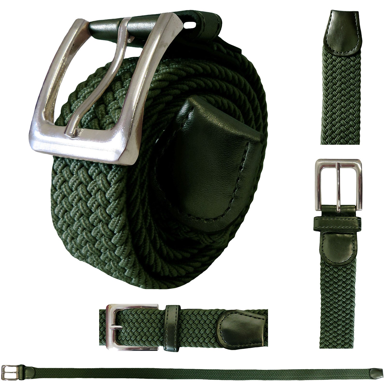 Men's Wholesale Elastic Stretch Belt in Green