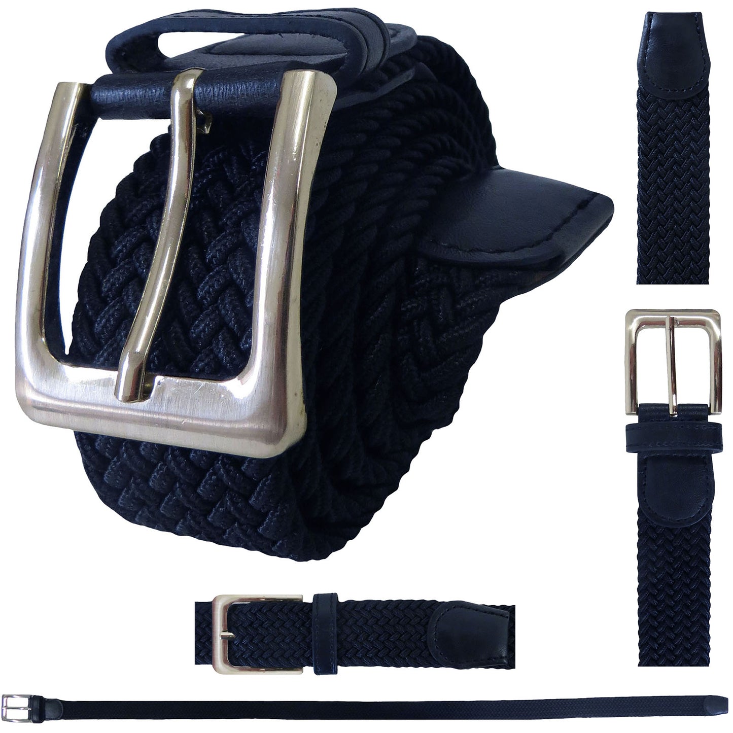 Wholesale Men's Elastic Stretch Belt in Navy Blue