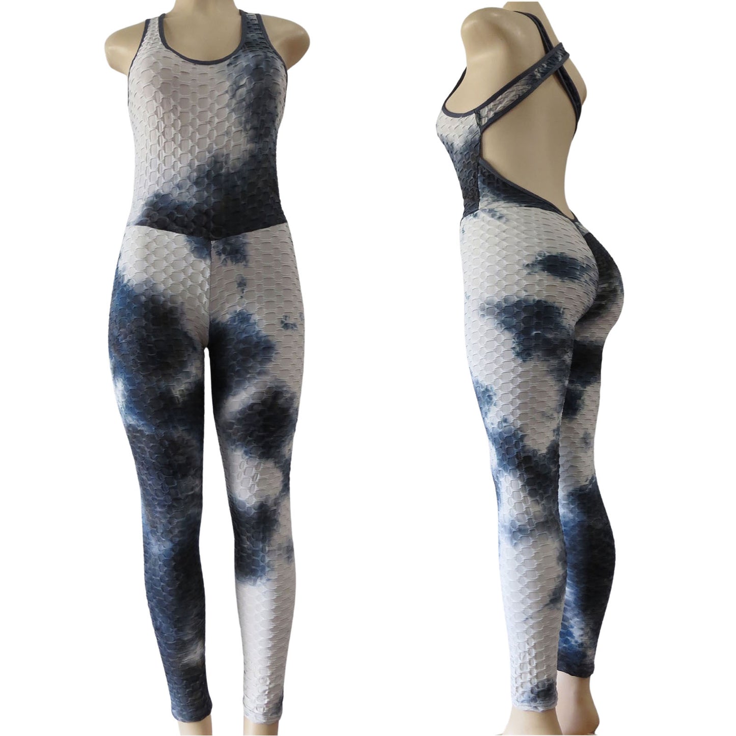 black gray and white tie dye wholesale tiktok leggings romper in bubble print design