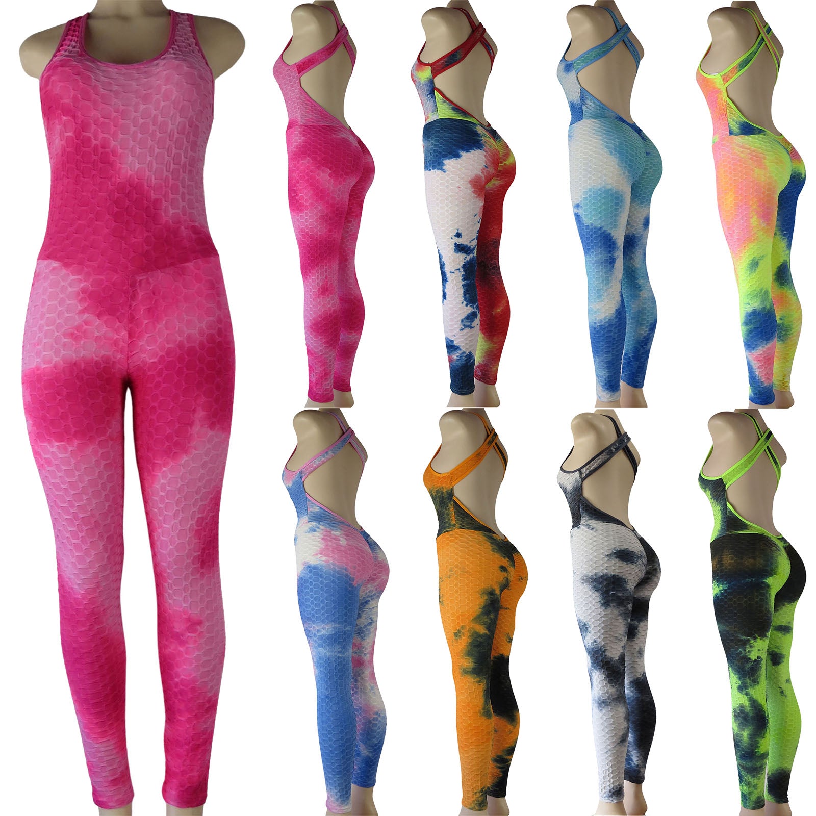 wholesale tiktok leggings romper bubble print design in assorted tie dye patterns