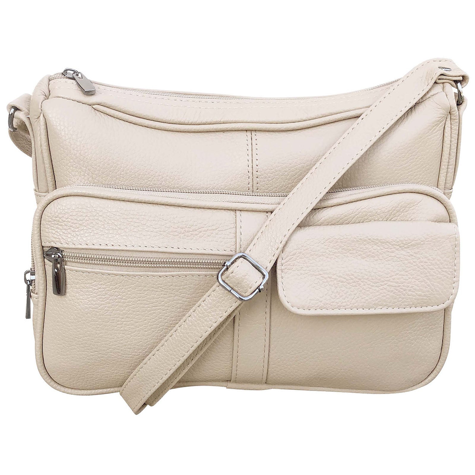 womens wholesale leather crossbody organizer shoulder bag in cream ivory
