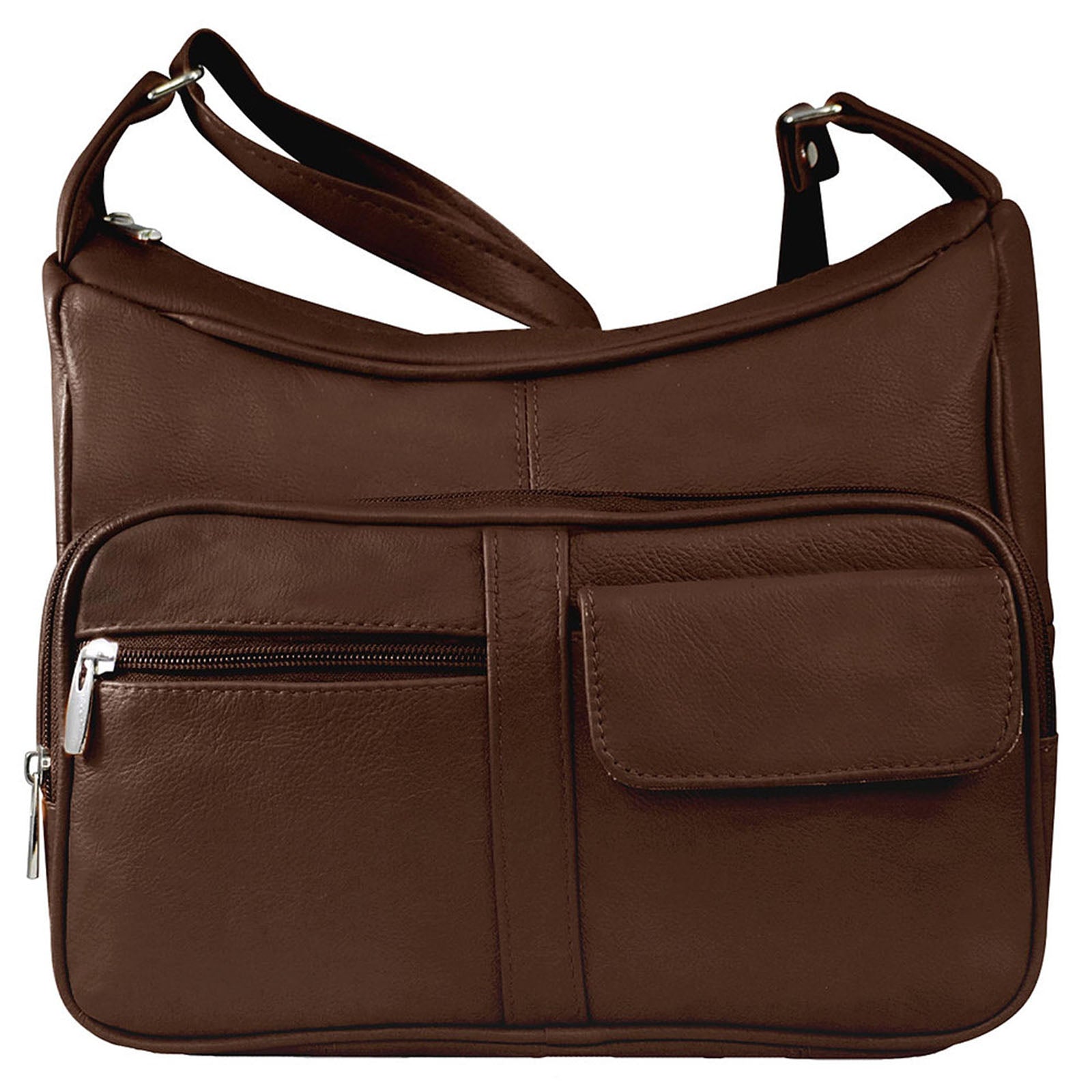 womens wholesale leather crossbody organizer shoulder bag in dark brown