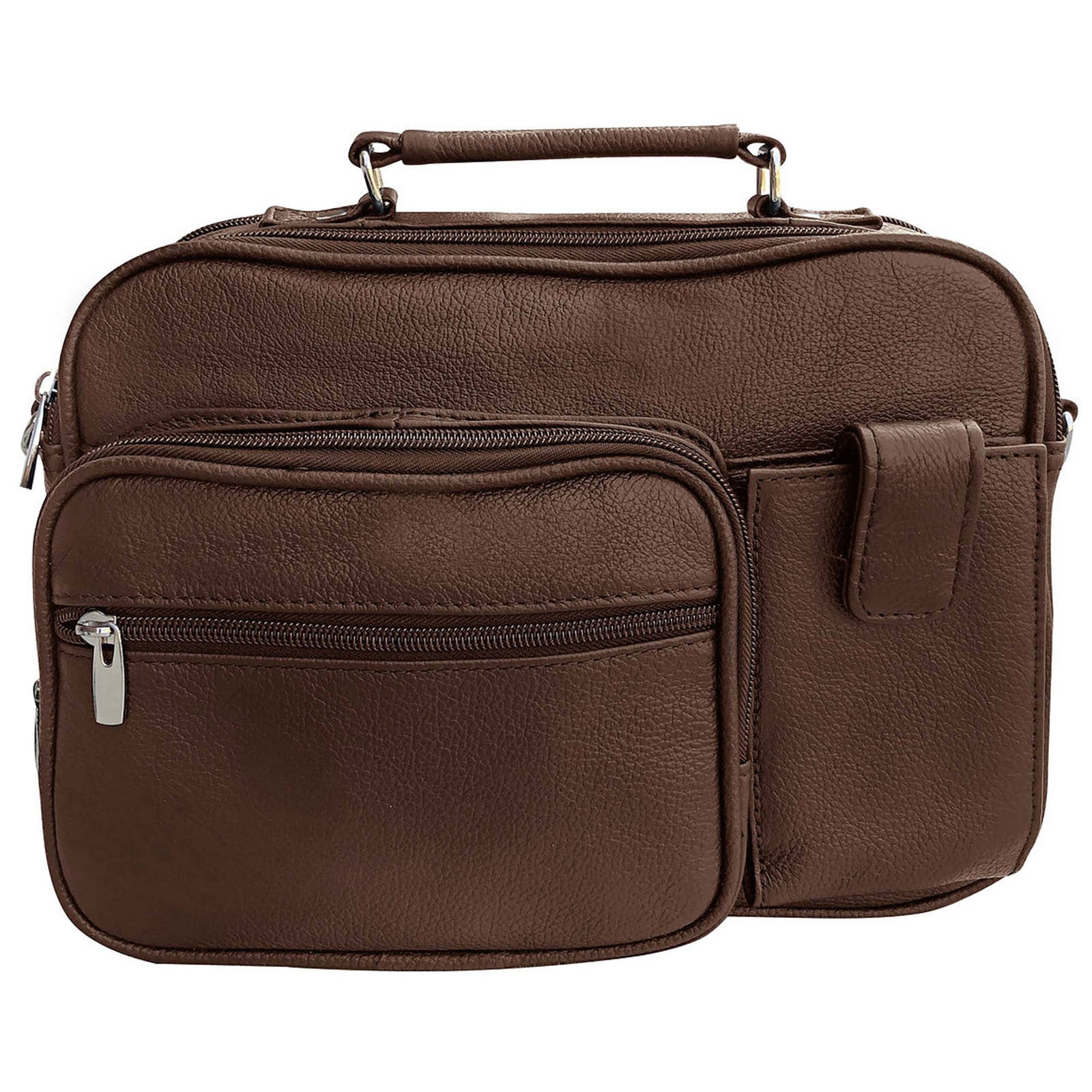 wholesale leather crossbody organizer shoulder messenger bag for men or women in brown