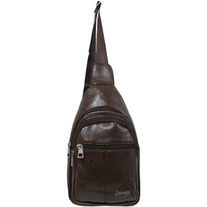 Wholesale Shoulder Sling Bag in Brown Faux Leather - Alessa James