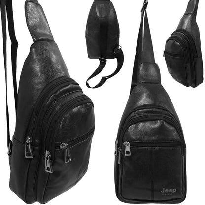 Wholesale Shoulder Sling Cross Body Bag in Black Faux Leather - Alessa James