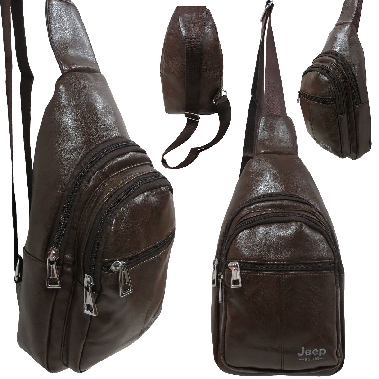 Jeep Series Leather Cross-Body Messenger Cash Bag/Sling Bag/Travel Bag For  Men (Brown)
