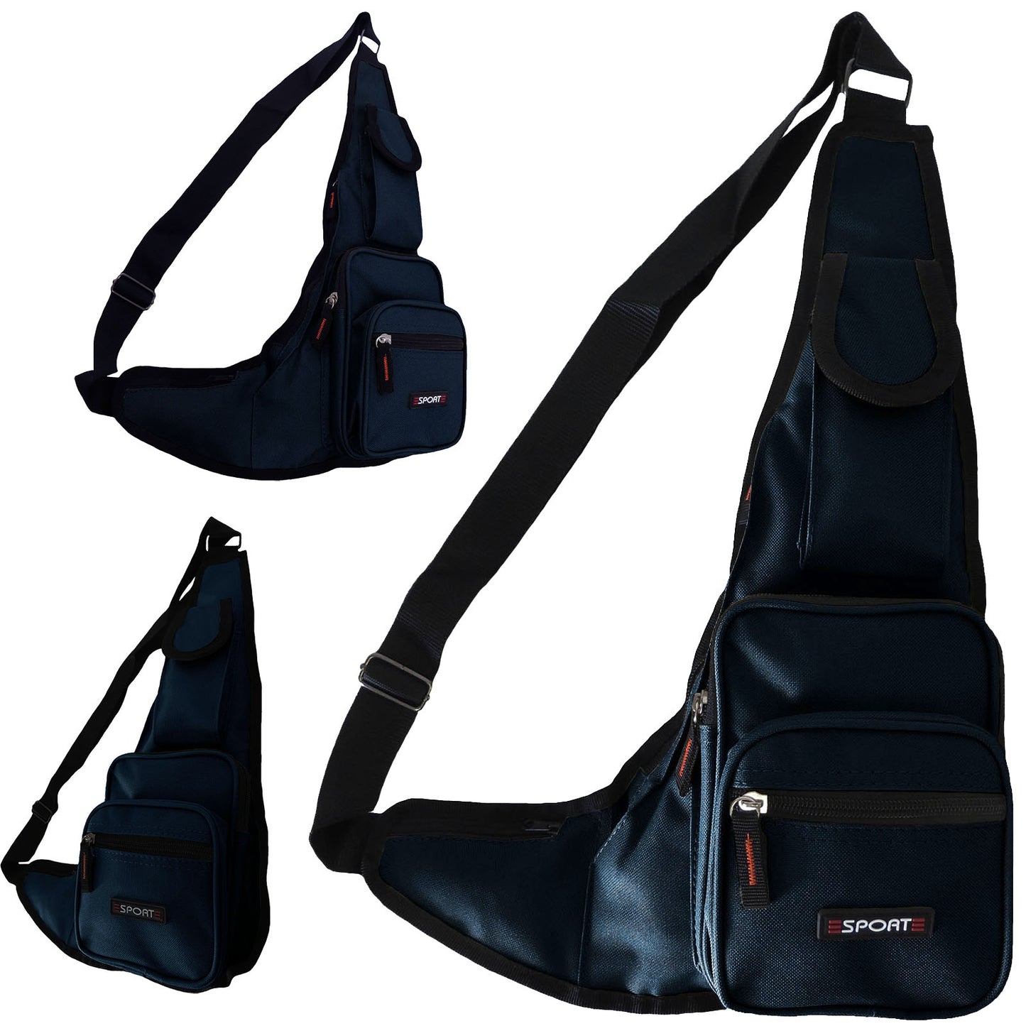 Wholesale Shoulder Sling Bag Messenger - Alessa Pat in Navy Blue