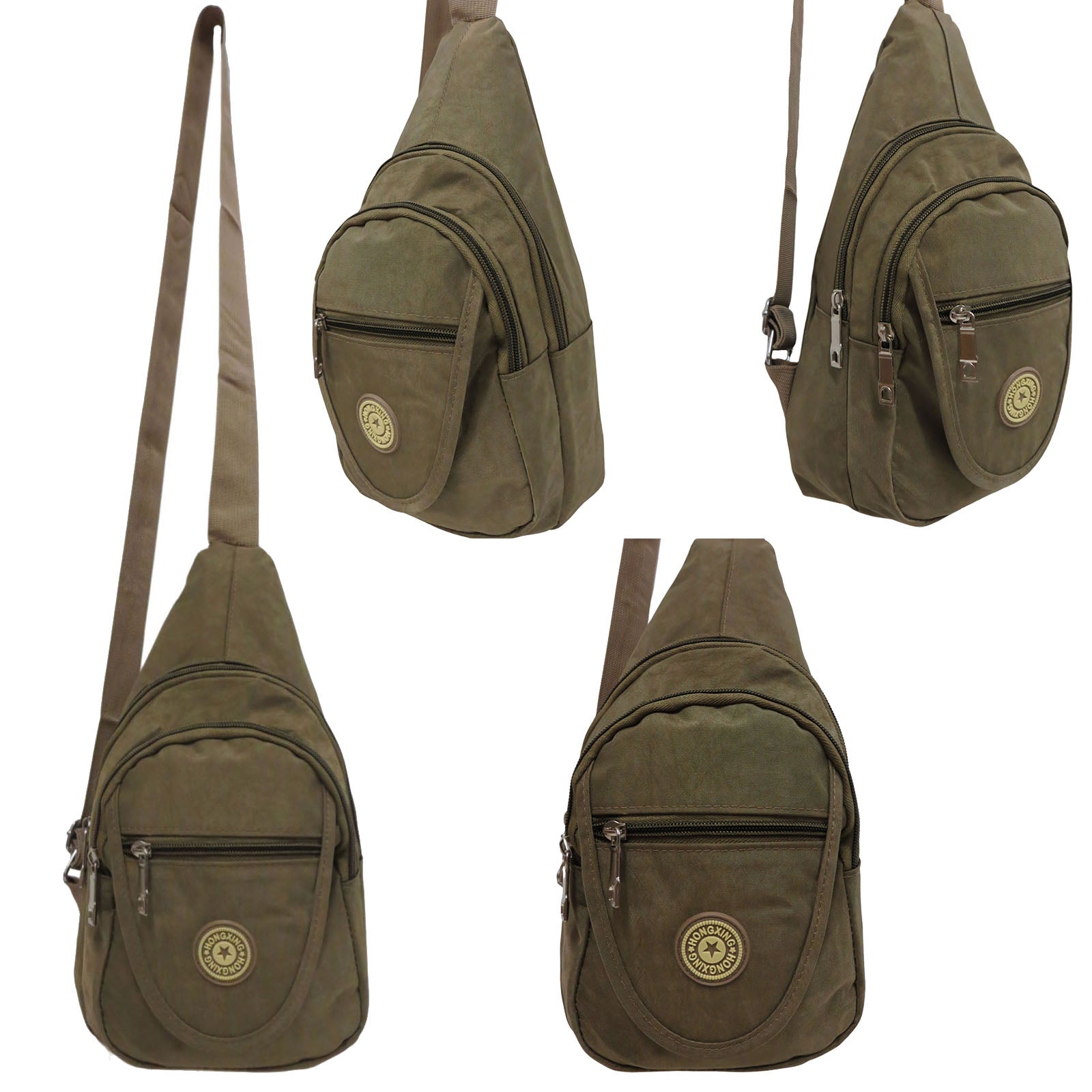 bulk wholesale assorted color pack sling shoulder bag unisex in beige