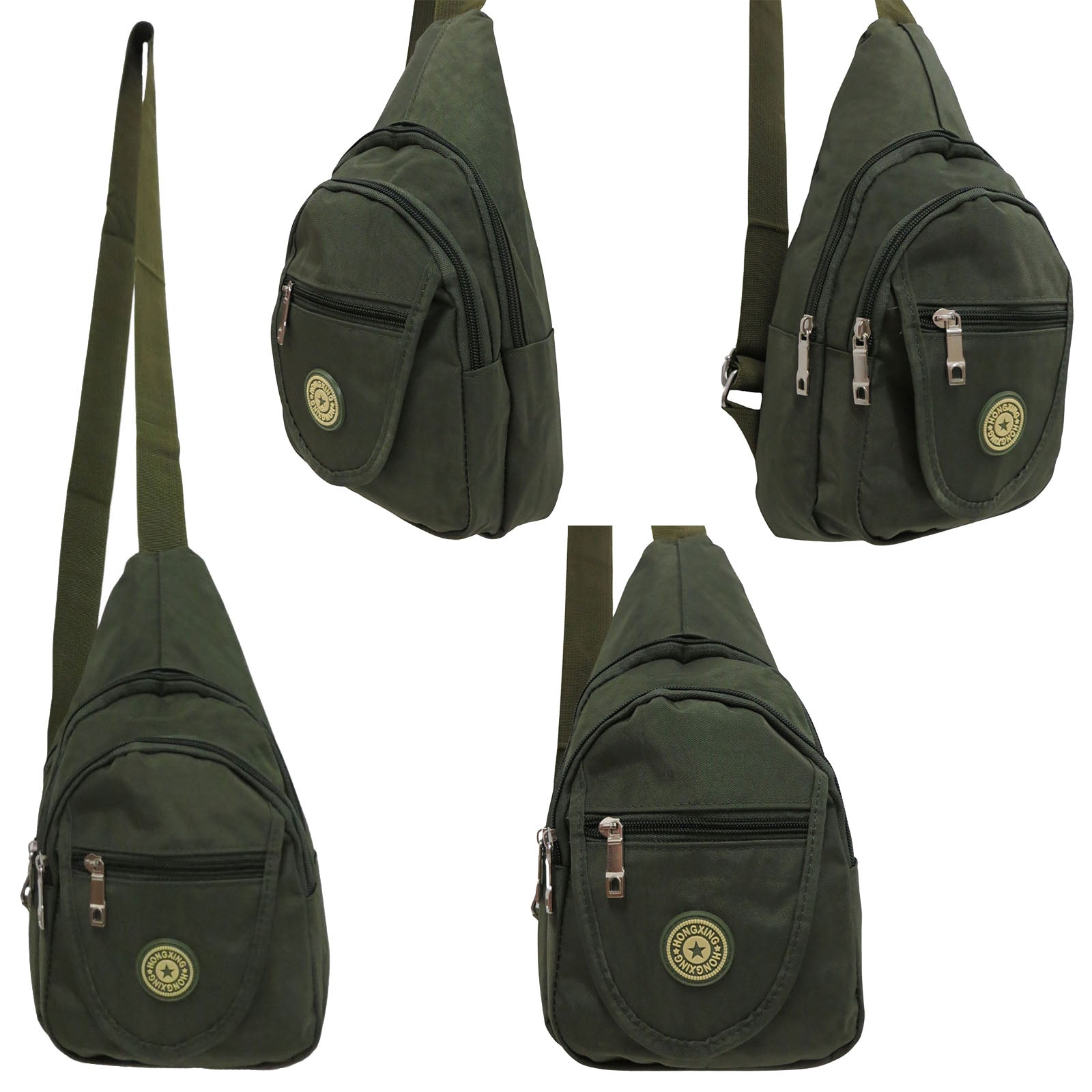 bulk wholesale assorted color pack sling shoulder bag unisex in olive green