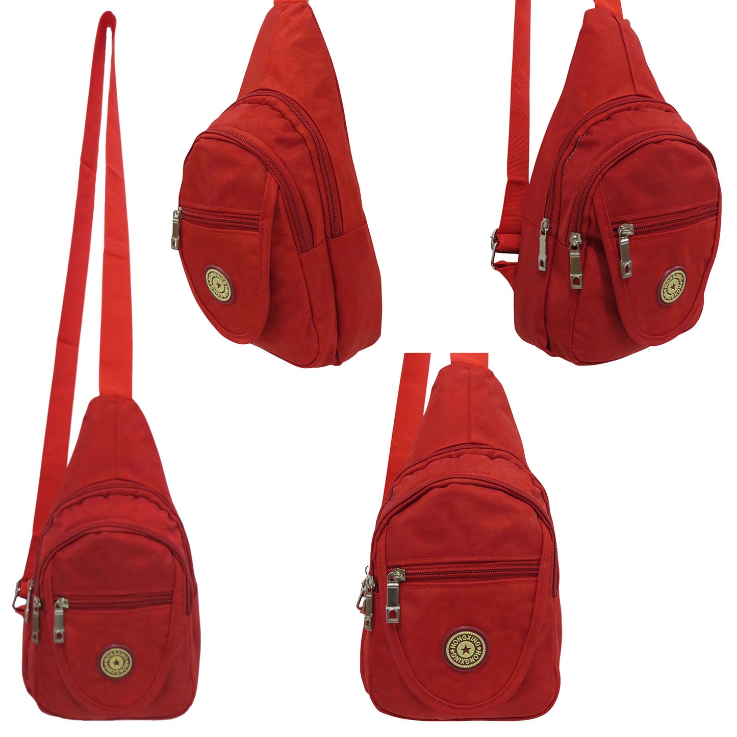 bulk wholesale assorted color pack sling shoulder bag unisex in red