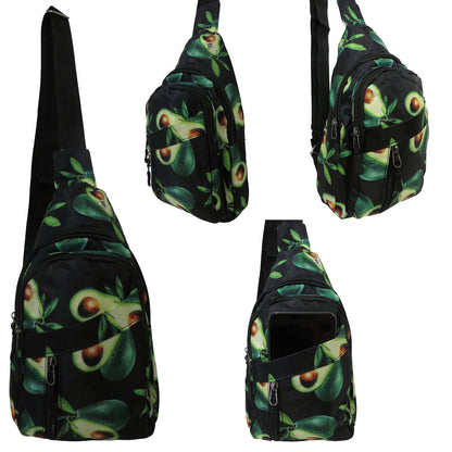 avocado print wholesale sling shoulder phone bag in black