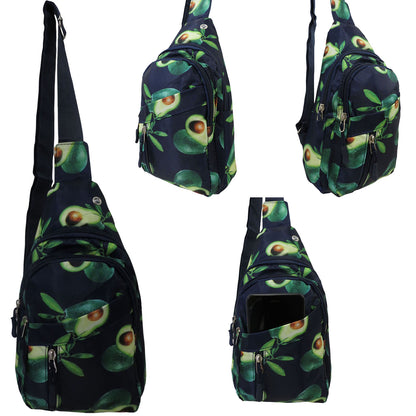 avocado print wholesale sling shoulder phone bag in navy blue
